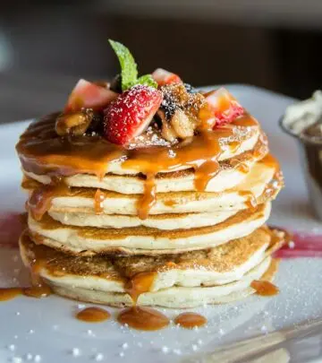Fluffy morning stacks crafted with love, bringing warmth and joy to every bite.