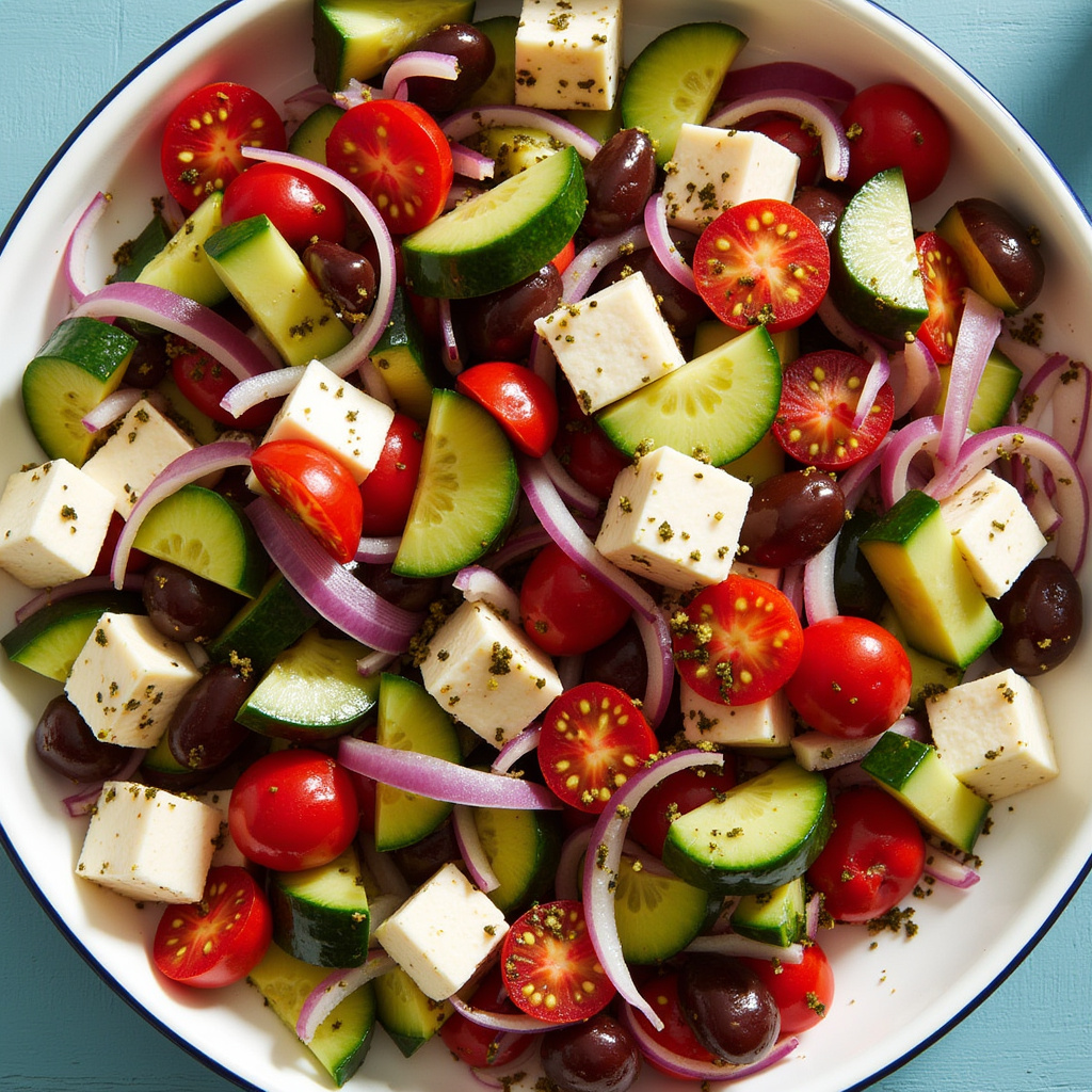 Crisp vegetables and creamy feta unite in a dish that celebrates simplicity.