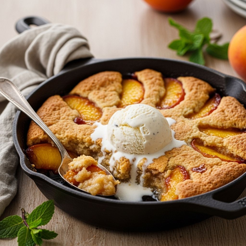 Experience the magic of minimal ingredients in this effortless, crowd-pleasing peach cobbler using just a cake mix, canned peaches, and butter.