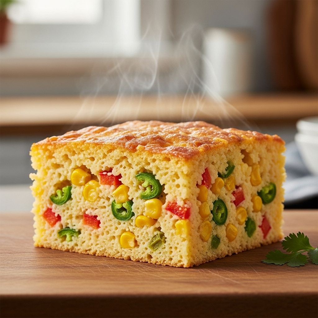 Delight in this hearty, moist, and cheesy Mexican cornbread loaded with classic Southwestern flavors, perfect for any meal.
