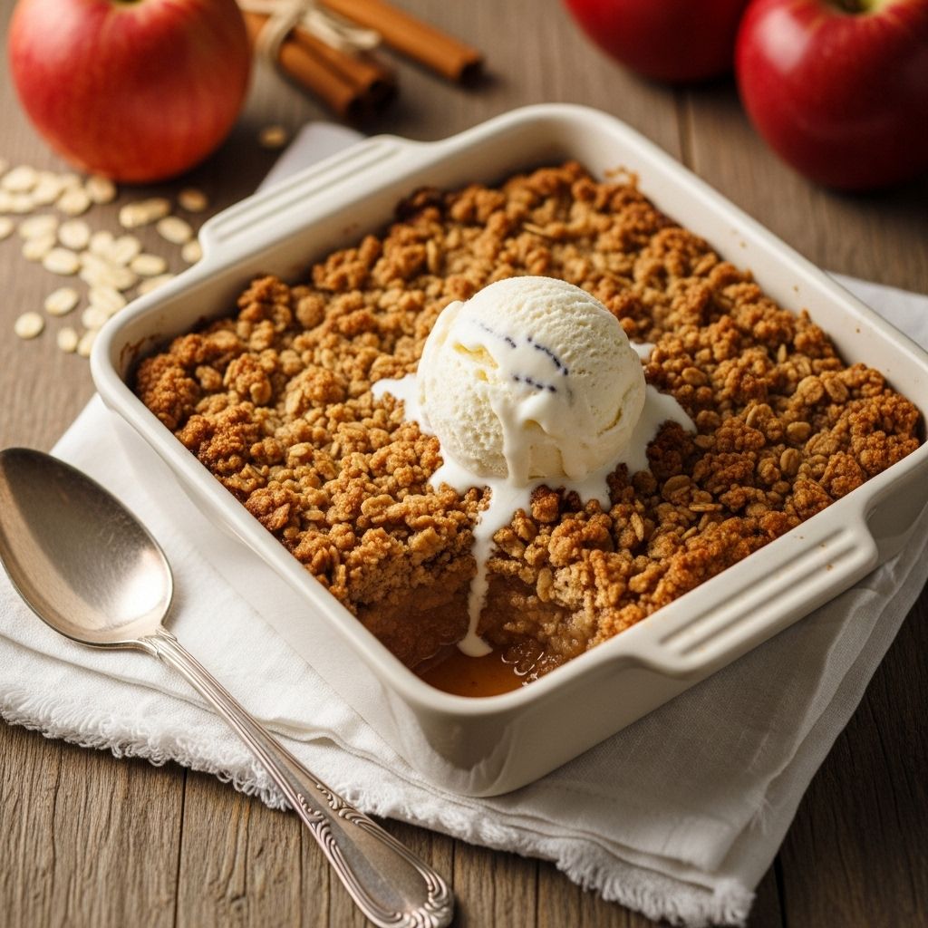 Warm apples, crumbly topping, and cozy flavors make this timeless apple oatmeal crisp a family favorite for all occasions.