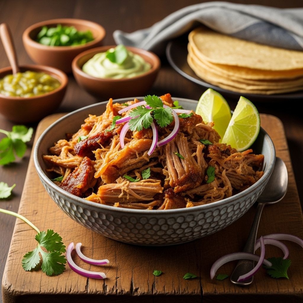 Master tender, flavor-packed pork carnitas with classic techniques and simple ingredients for an authentic Mexican experience.
