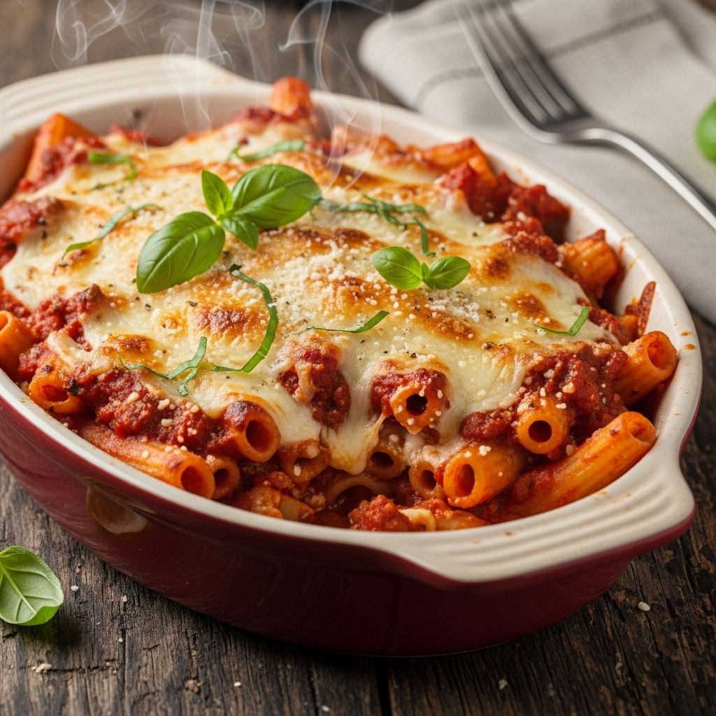 Discover the secrets to deliciously simple baked ziti with creamy ricotta, mozzarella, and a hearty tomato sauce in this easy-to-follow guide.