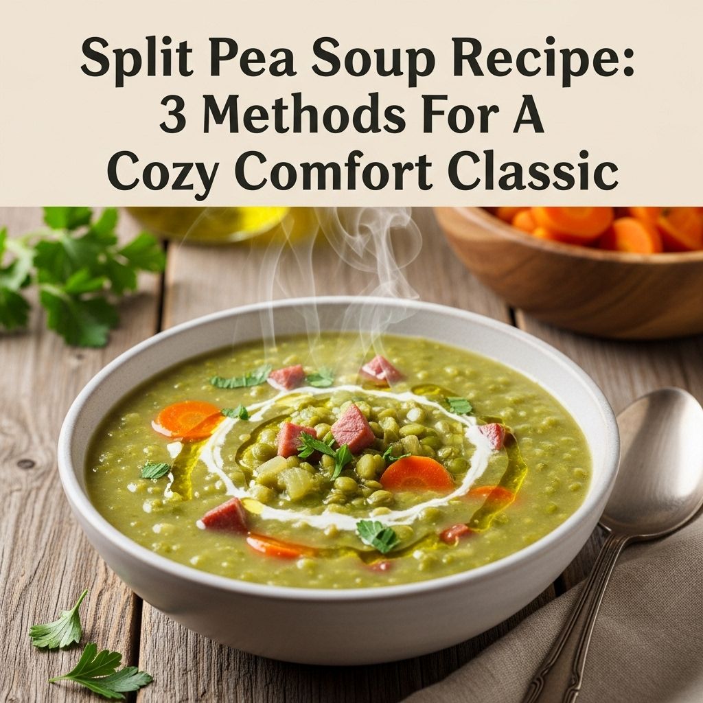 Discover the perfect blend of tender split peas, savory ham, and fresh vegetables in this warming soup