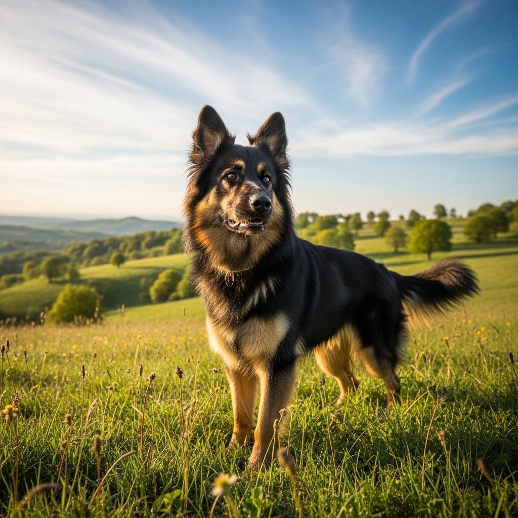 An energetic companion that blends guardian instincts with playful family spirit.