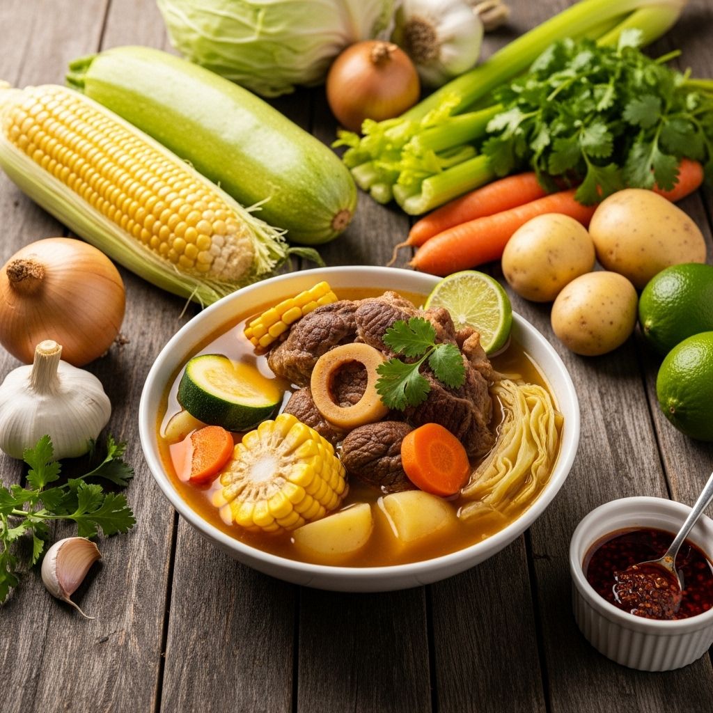Discover the hearty warmth of Caldo de Res, a classic Mexican beef soup rich with vegetables and comforting flavors.