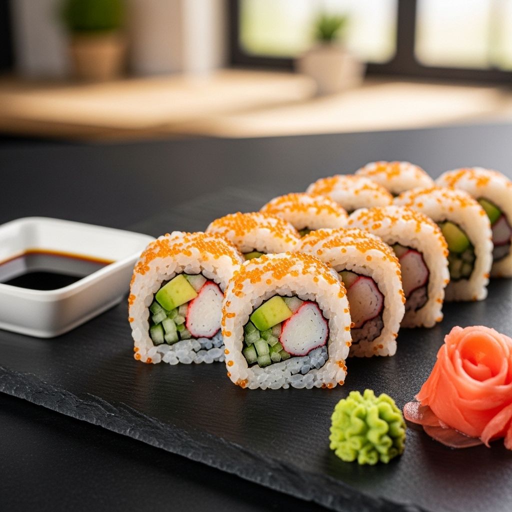 Tender crab, creamy avocado, and crisp cucumber come together in every perfect bite.