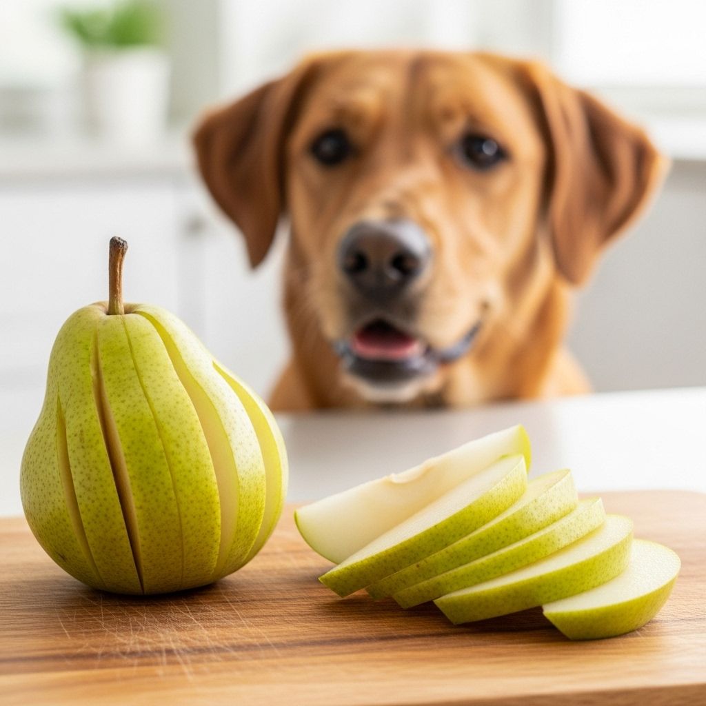Washed, sliced pears make a refreshing, fiber-rich treat to help keep your dog hydrated.