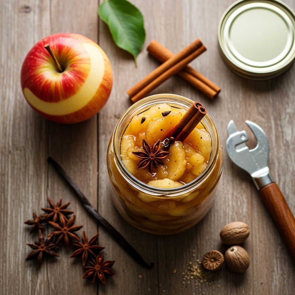 Capture the warm aroma of spiced apples in jars ready to bake whenever craving strikes.