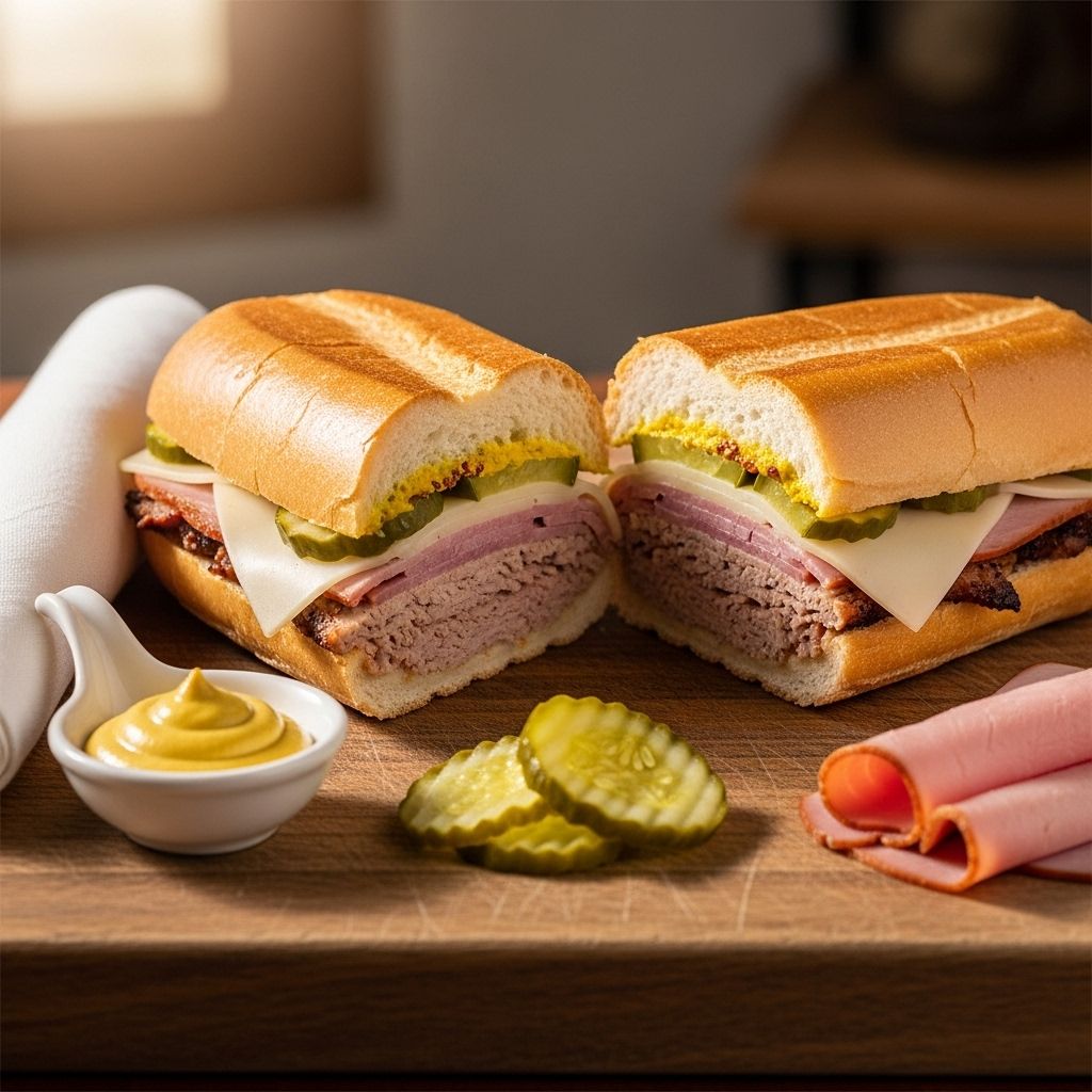 Experience the unforgettable blend of savory pork, ham, Swiss cheese, and pickles in Chef John’s iconic Cuban sandwich recipe.