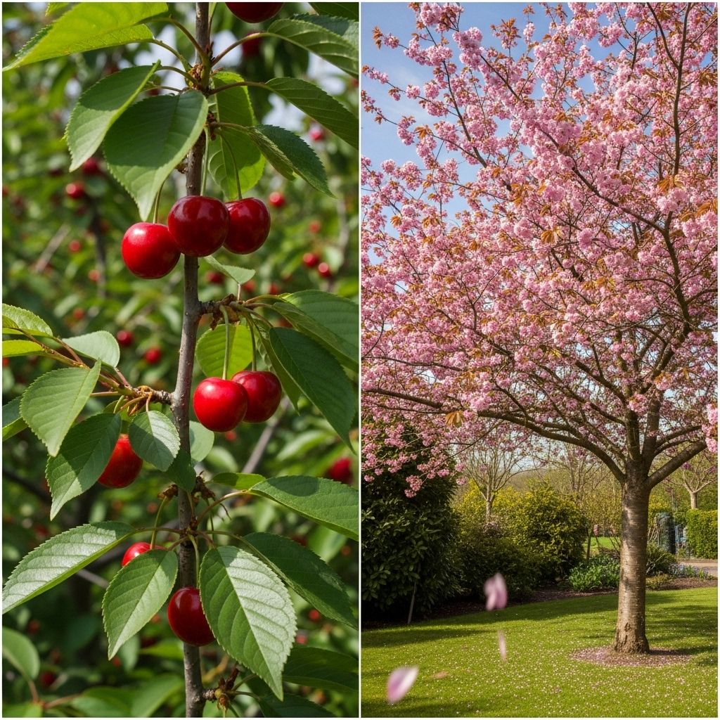 Explore the distinctions between fruiting cherry trees and ornamental cherry blossoms, including cultivation, blossoms, and landscape impact.