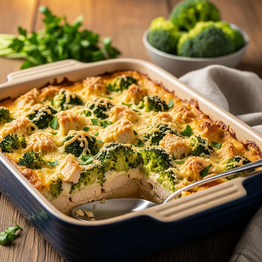 A family-favorite Chicken, Broccoli, and Cheddar Casserole recipe that combines simplicity, flavor, and ease in every creamy, cheesy, oven-baked bite.
