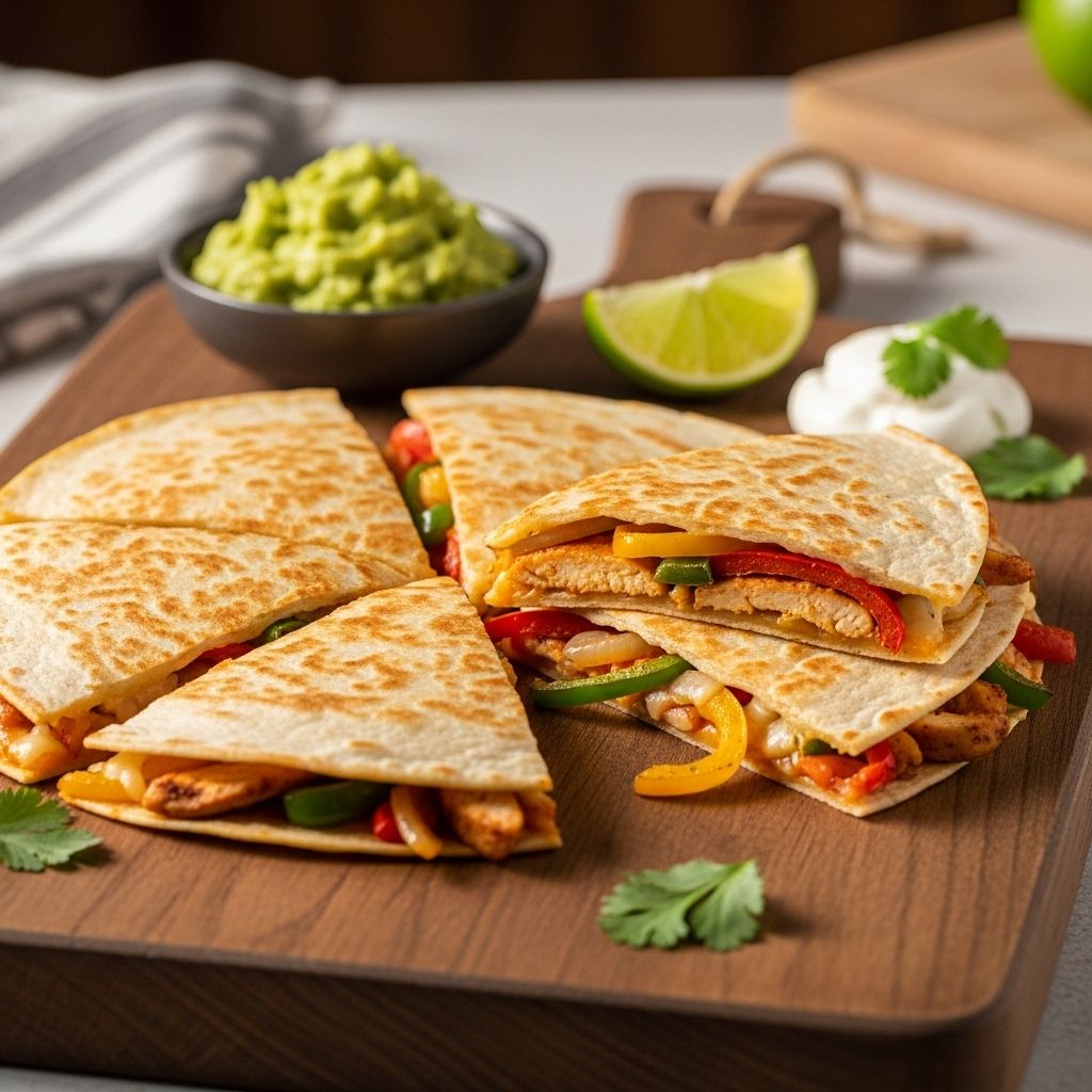 Chicken Fajita Quesadilla Recipe: 7 Steps To A 30-Minute Meal Layered with juicy chicken, colorful peppers, onions, and gooey cheese, this chicken fajita quesadilla delivers restaurant-quality flavor in under 30 minutes.