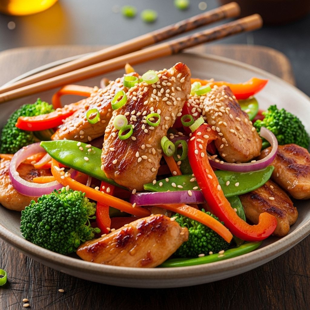 Discover an irresistible chicken stir fry bursting with crisp vegetables and a savory, sweet, and spicy sauce—perfect for quick weeknight meals.