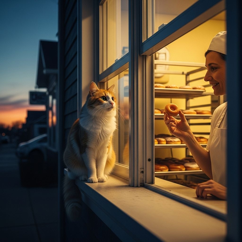 Early visitors pause behind Oreo’s spot to share a bright moment of community and warmth.