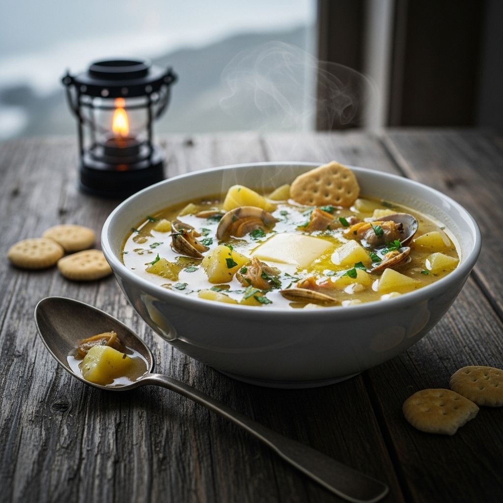 Classic New England Clam Chowder: Creamy Tradition in Every Spoonful A harmony of smoky bacon, tender potatoes, and silky broth delivers ultimate comfort.