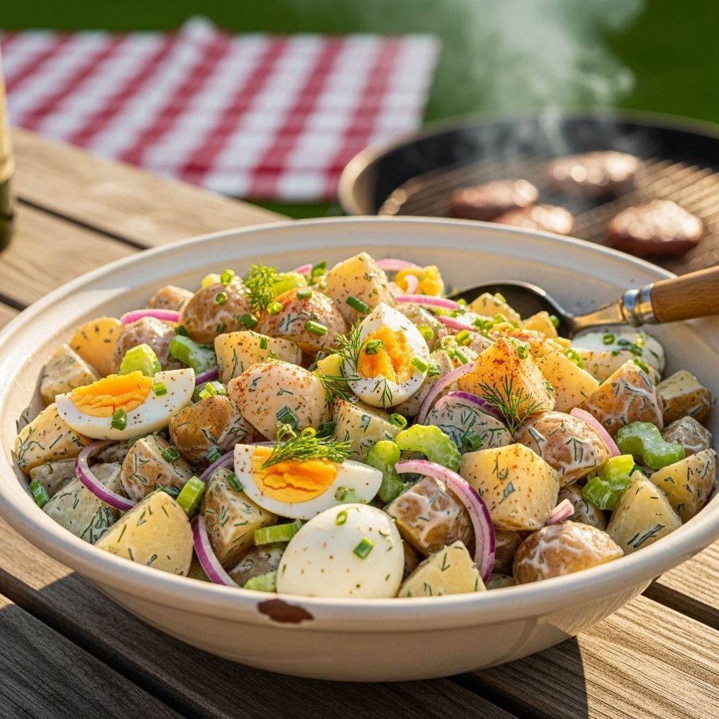 Discover the secrets to making creamy, tangy, and flavorful potato salad—perfect for any summer BBQ or family gathering.