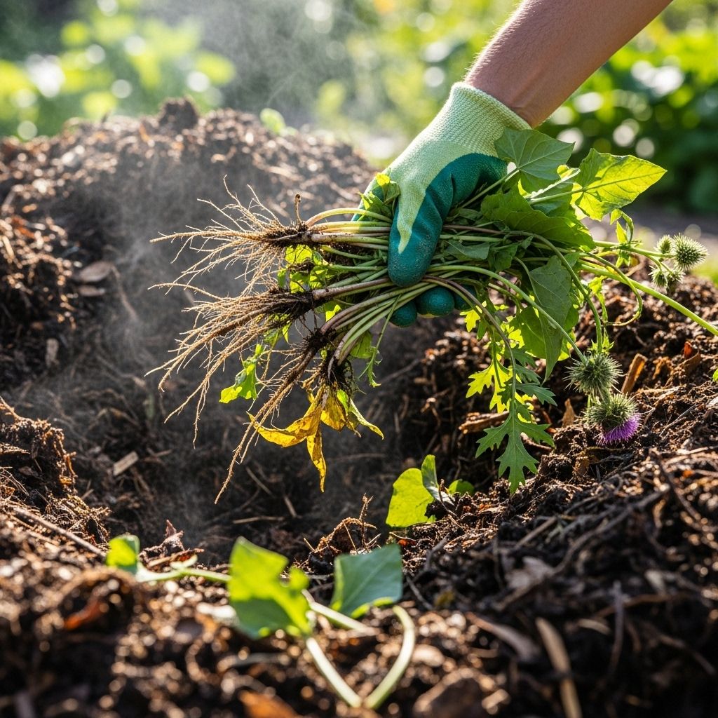 Heat and fermentation kill stubborn roots, turning garden intruders into rich, organic soil.