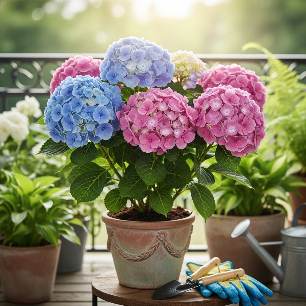 Potted shrubs flourish in tight spots when given rich soil, balanced light, and moisture.