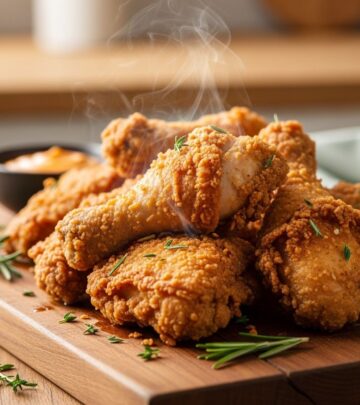 Experience golden crunch and juicy bites bursting with zest in every mouthwatering piece!