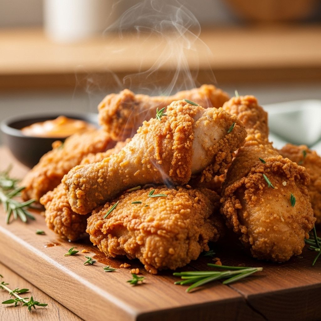 Experience golden crunch and juicy bites bursting with zest in every mouthwatering piece!