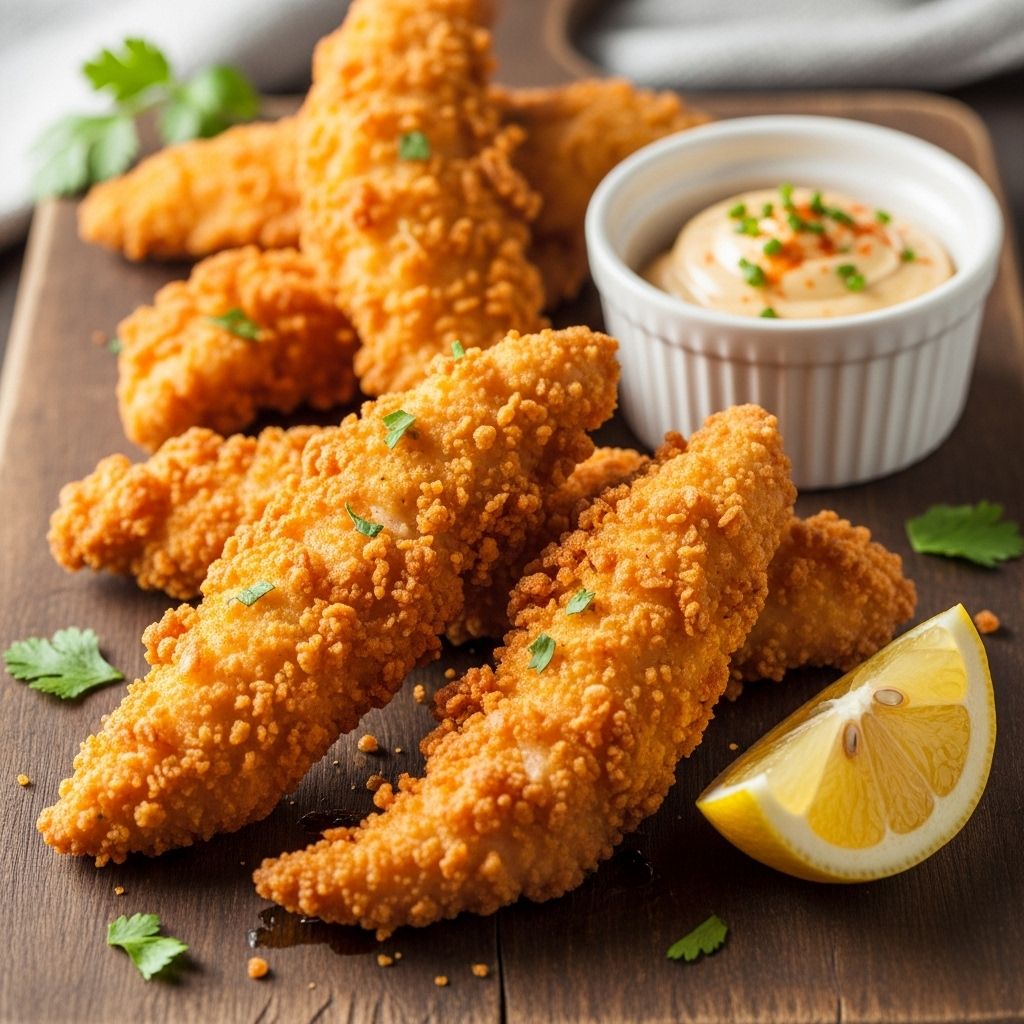 Discover how to make golden, crunchy fried chicken tenders and a zesty dipping sauce with step-by-step instructions and expert tips.