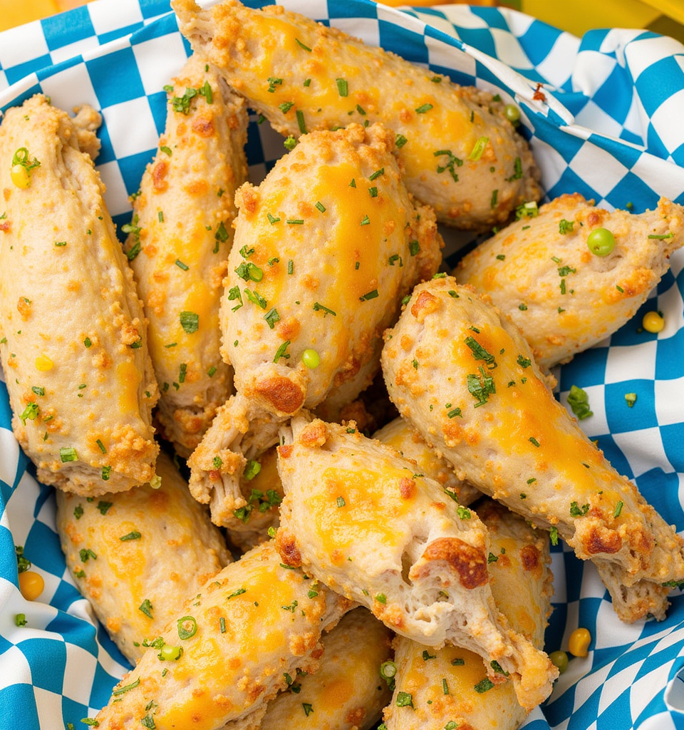 A buttery, cheesy coating transforms chicken pieces into savory crowd-pleasing bites.