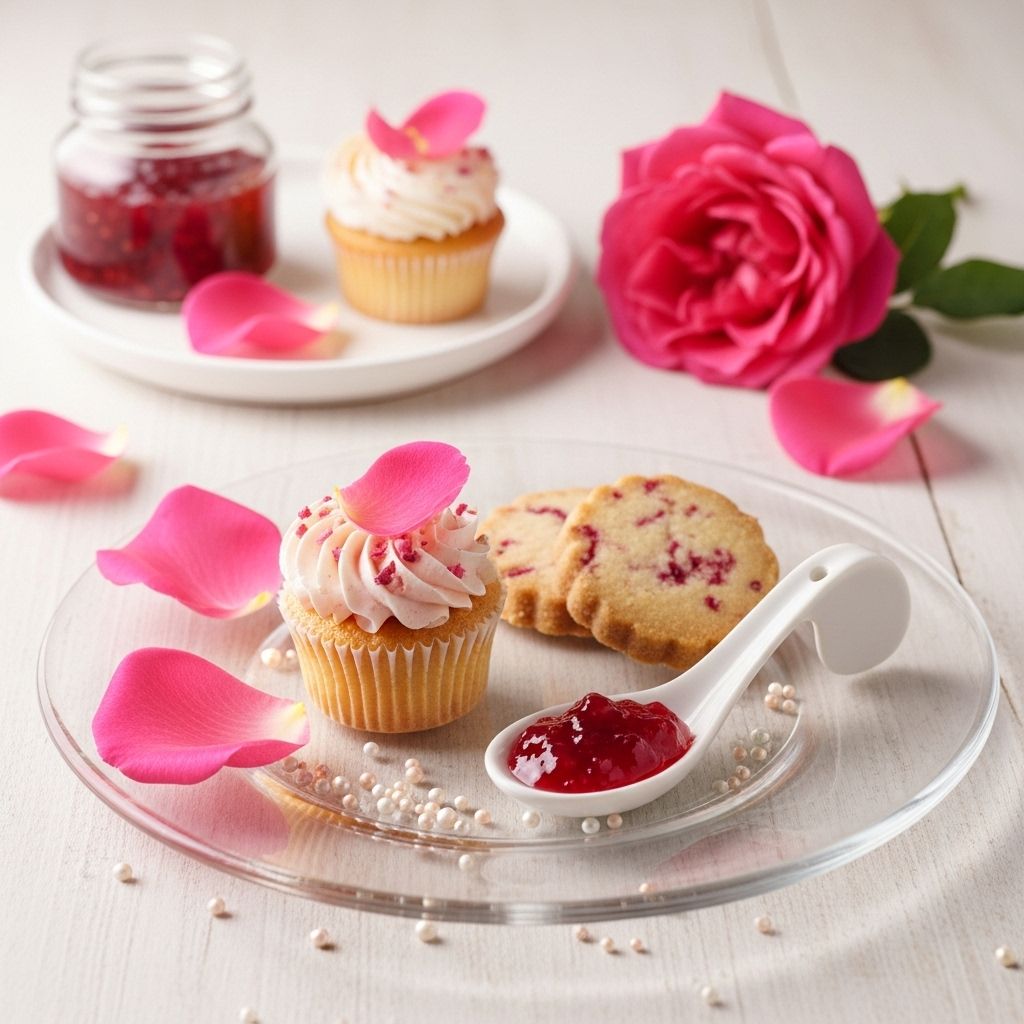 Floral infusions and edible adornments elevate home cooking with vibrant taste and aroma.