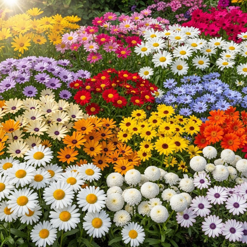 Discover 34 diverse daisy varieties for every gardening style and climate with tips on care, size, bloom times, and unique characteristics.