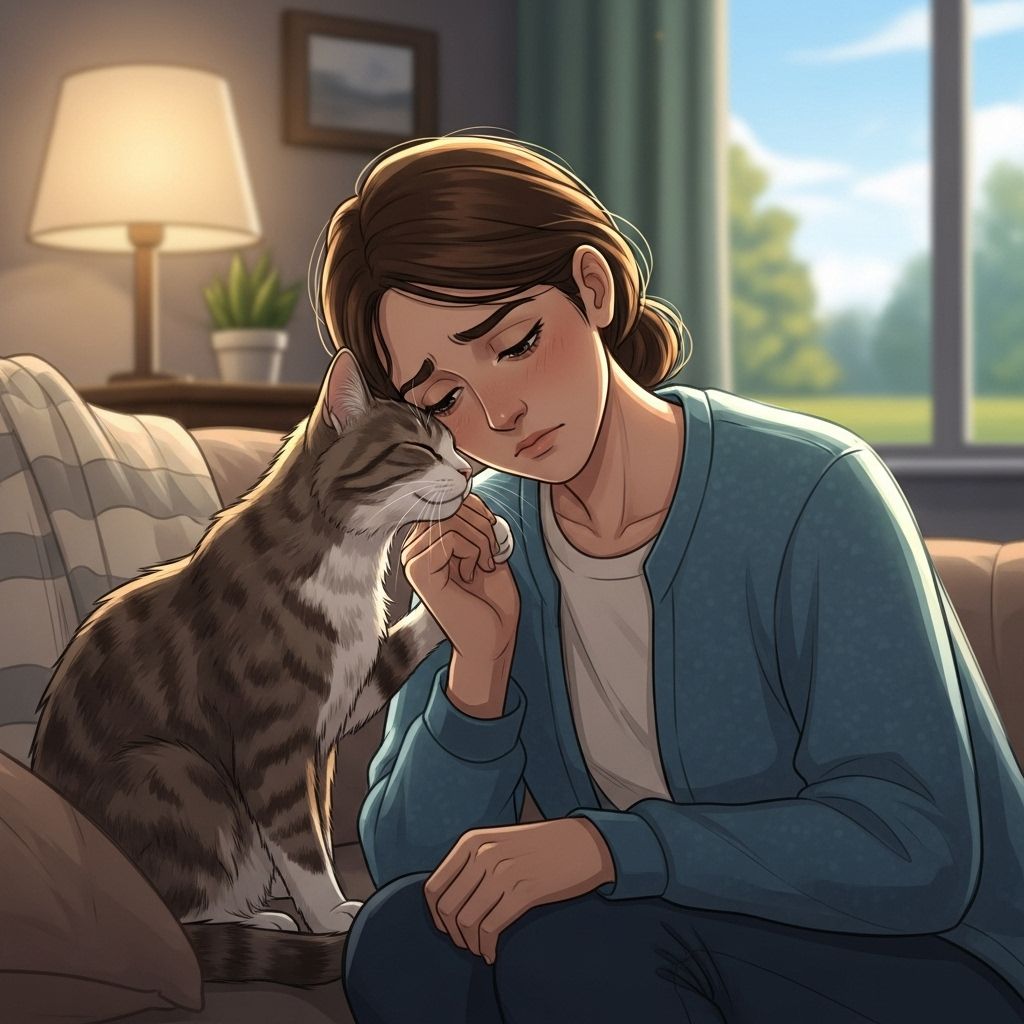 Observe the subtle gestures cats use to soothe sadness and build a stronger bond.