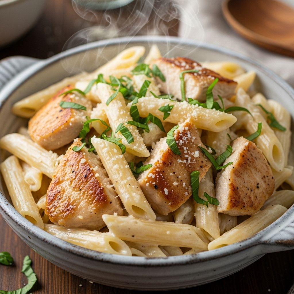 Creamy, comforting pasta dish that combines tender chicken with a rich, homemade Alfredo sauce