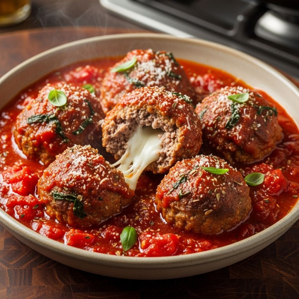 Indulge in juicy, cheese-filled meatballs that cook to perfection in your slow cooker