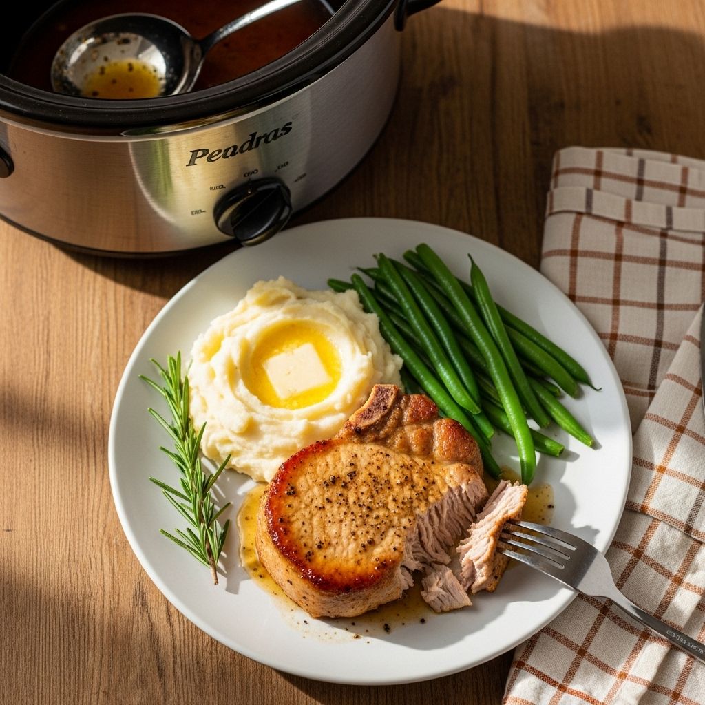 Tender, juicy pork chops made effortlessly in your slow cooker with minimal ingredients