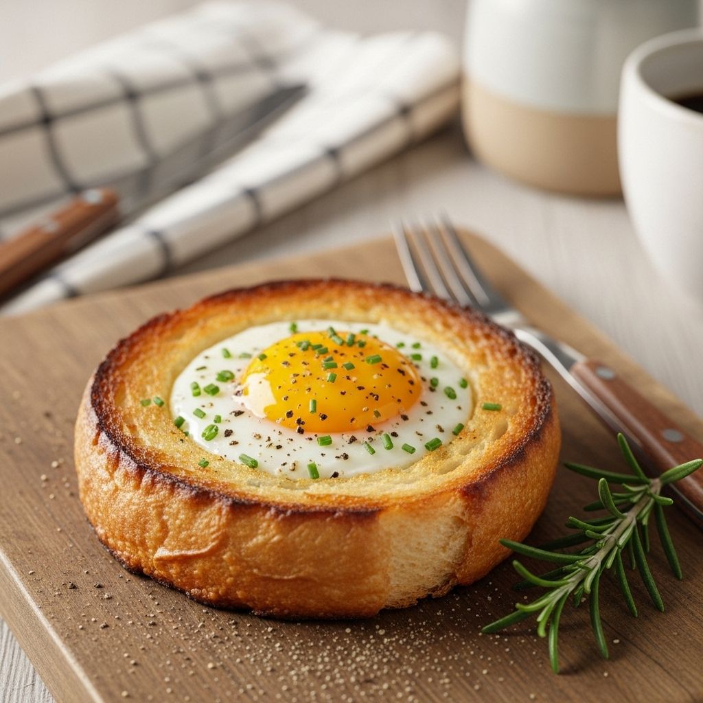 Egg in a Hole: A Timeless Breakfast Classic Golden-edged bread meets runny yolk for a simple, delightful start to your day.