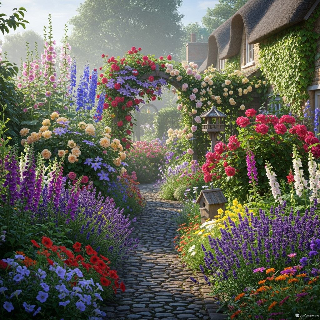 Transform your outdoor space with timeless charm and whimsical beauty inspired by traditional English cottage gardens