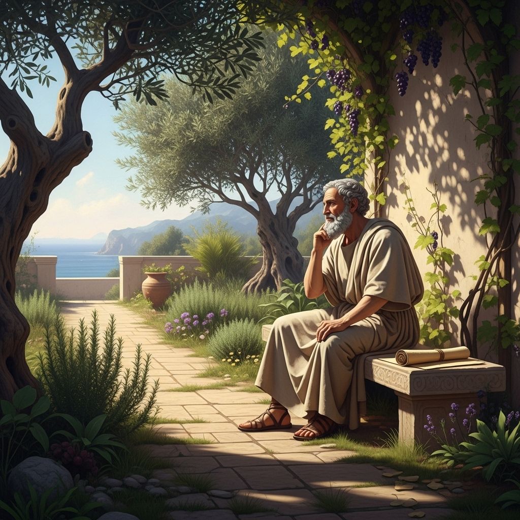 Explore the teachings and timeless wisdom of Epicurus, focusing on happiness, pleasure, and the art of living well.