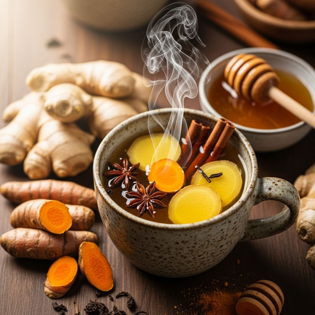 Warm up naturally with this delicious, anti-inflammatory ginger turmeric tea packed with wellness benefits.