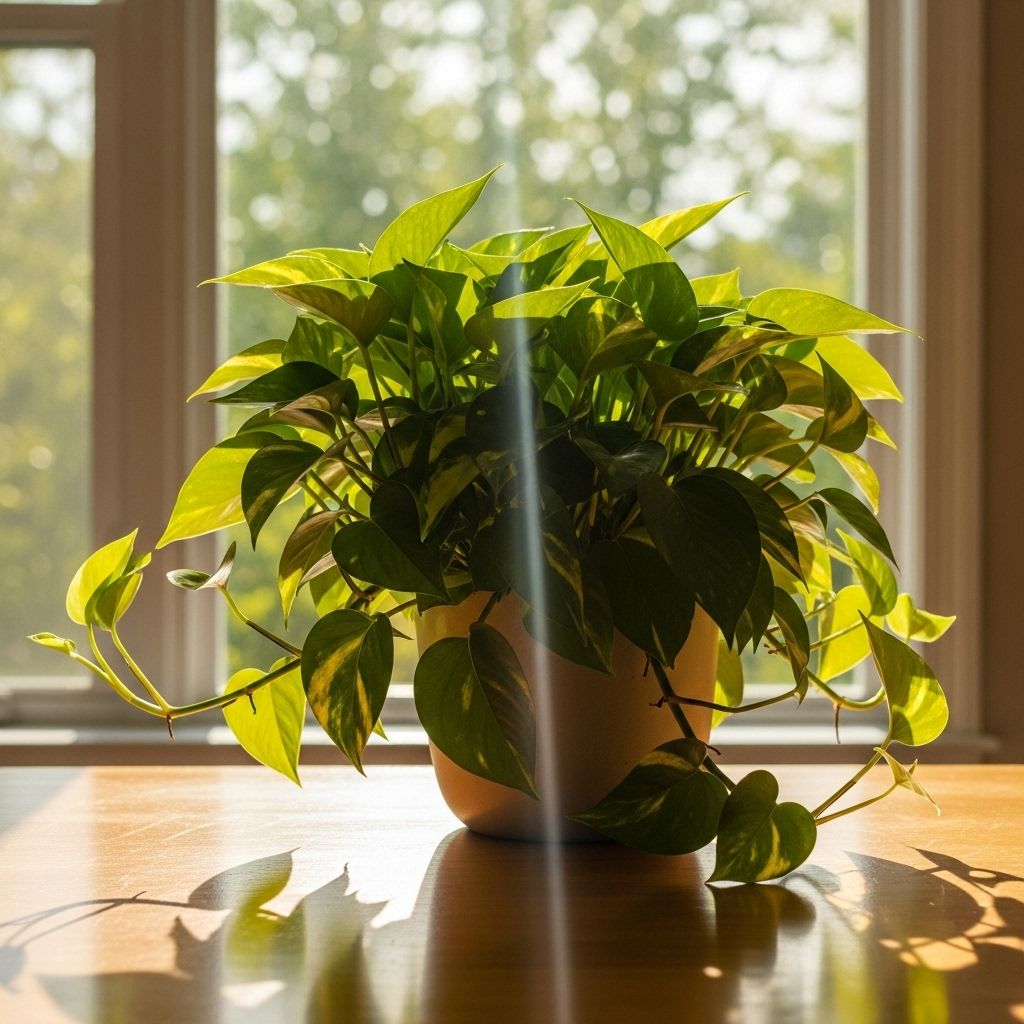 Filtered rays encourage vibrant variegation and promote robust, steady vine growth.