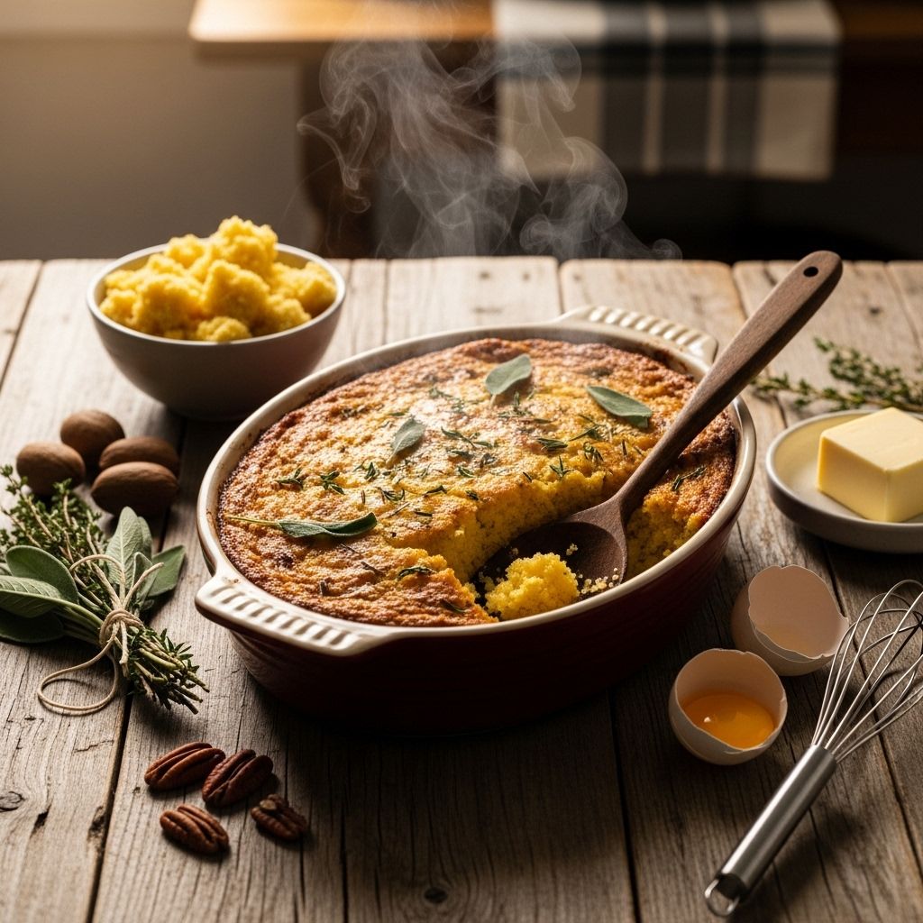 A cozy blend of savory herbs and spices that brings warmth to festive meals.