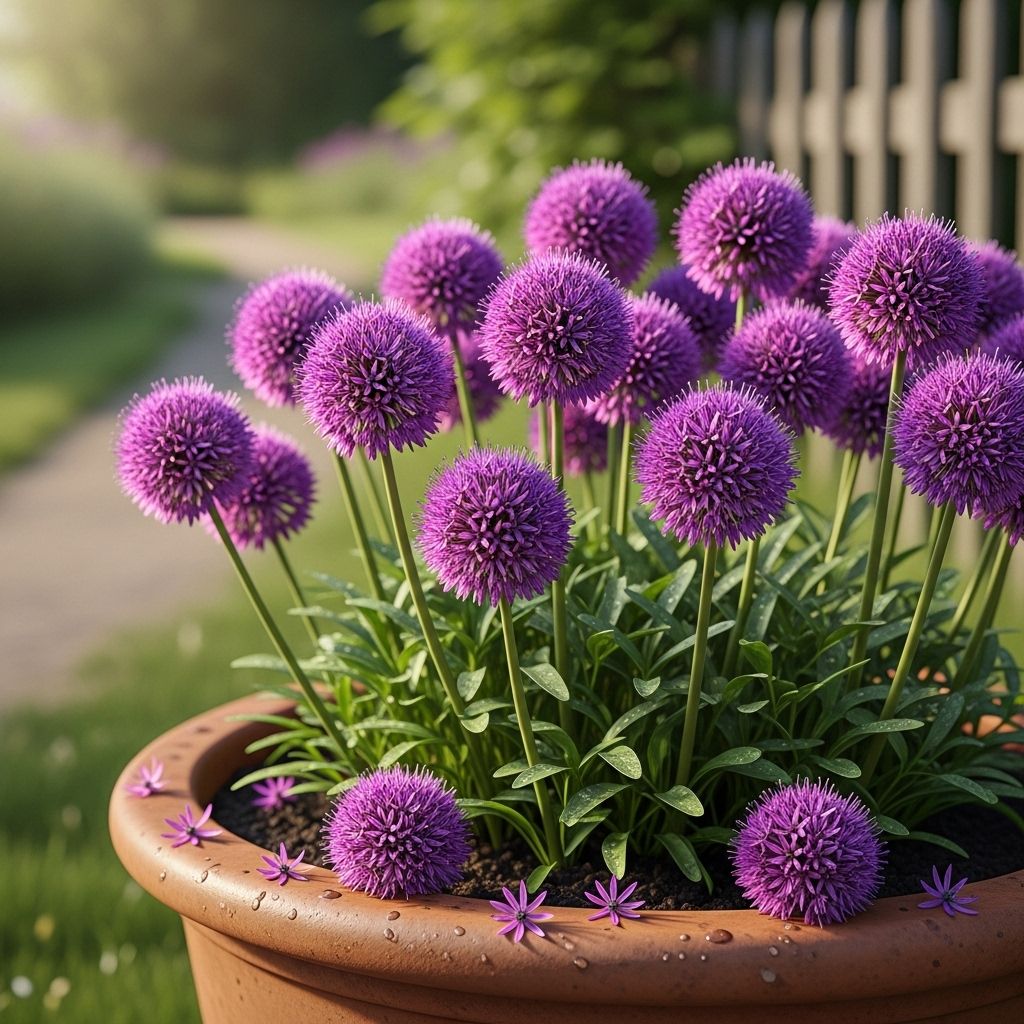 Create dazzling spring displays with vibrant globe flowers that thrive in compact pots.