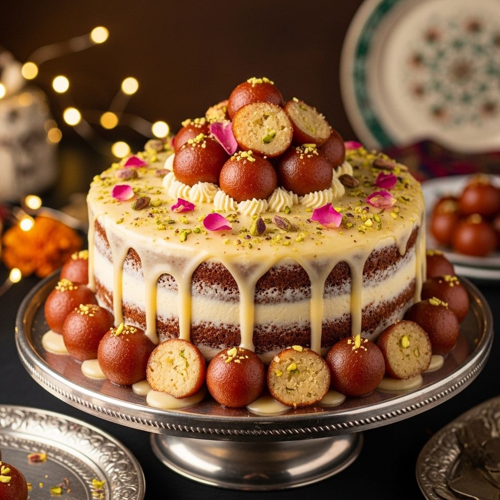 A fragrant, syrup-soaked Bundt cake infused with classic gulab jamun flavors for the ultimate celebration centerpiece.