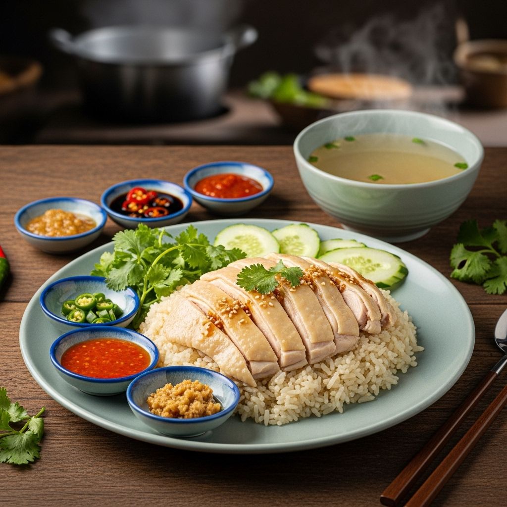 Master the art of Hainanese Chicken Rice, the beloved Southeast Asian classic that features tender poached chicken, aromatic rice, and bold sauces.