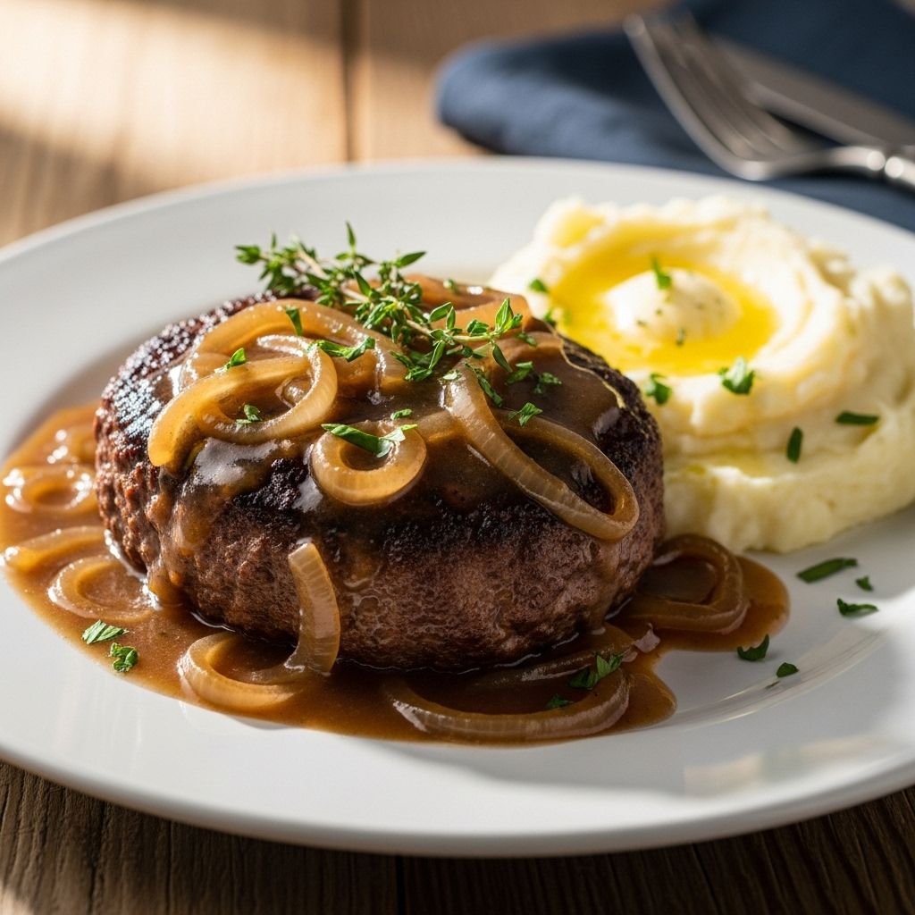 Hearty, savory, and nostalgic—master this crowd-pleasing hamburger steak with onions and rich homemade gravy.