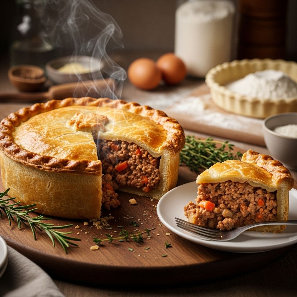 Discover how to make a classic, crowd-pleasing meat pie at home with savory beef, pork, potato, and warm spices wrapped in a golden crust.