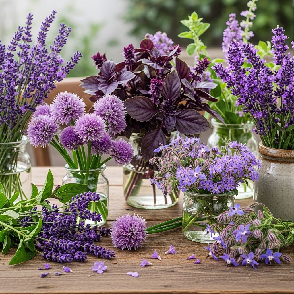 Discover aromatic herbs with vibrant purple blooms to beautify your garden and enhance your cooking.