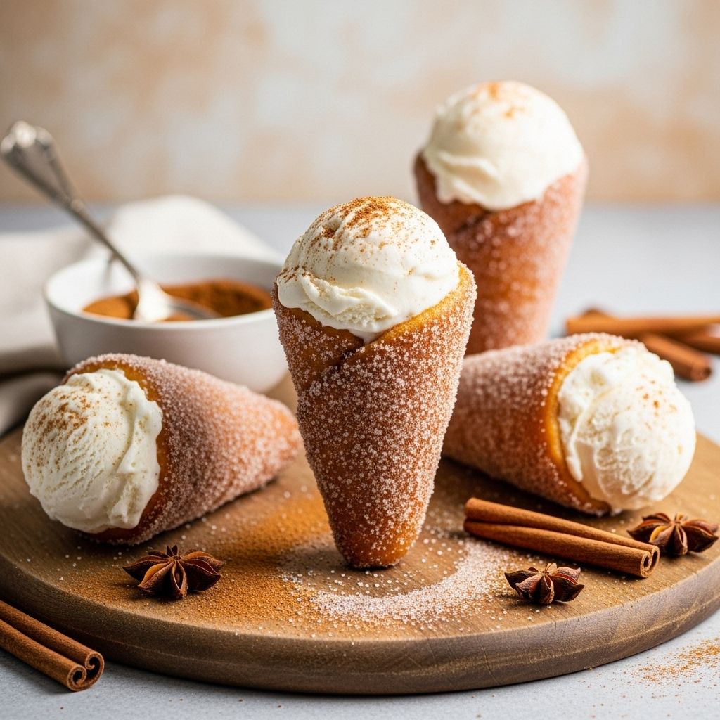 Transform your ice cream experience with these delicious donut-inspired cones coated in cinnamon sugar