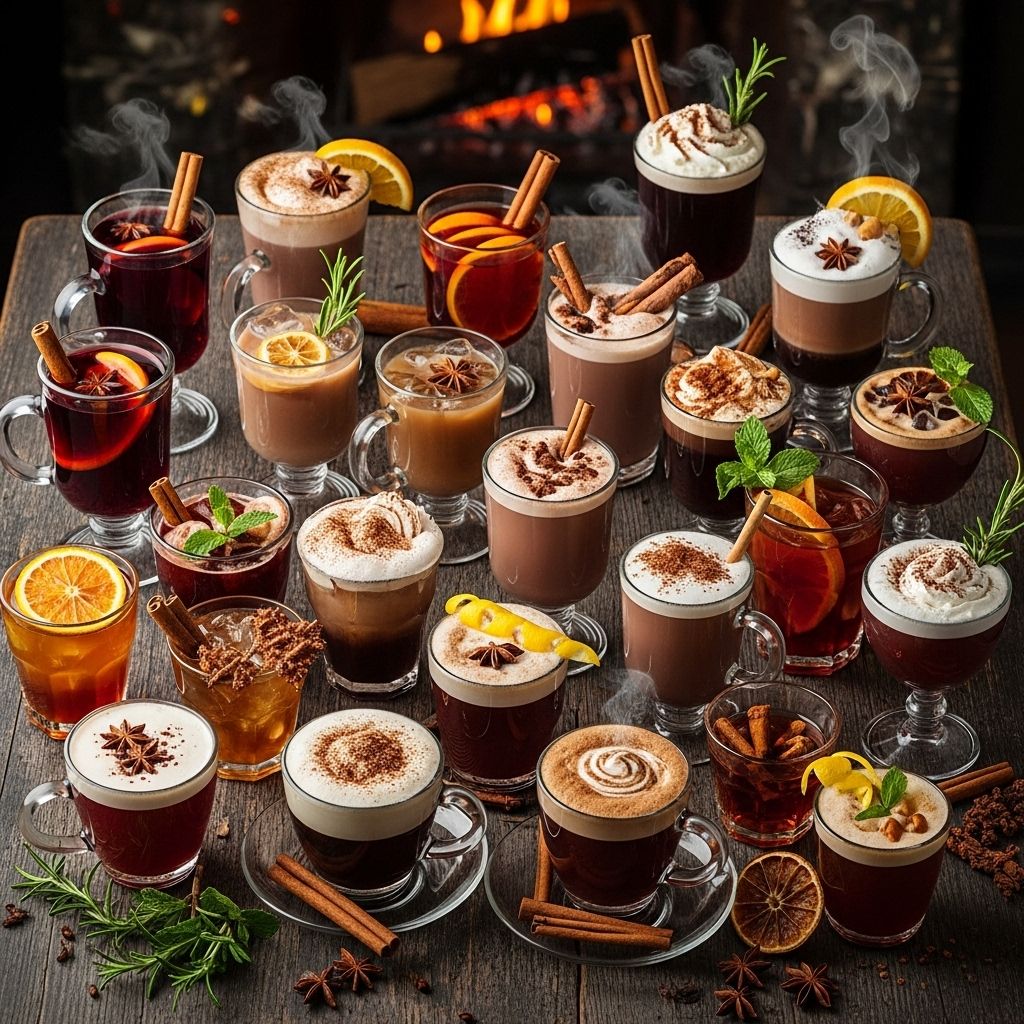 A festive lineup of steaming drinks with inventive flavors to brighten cold evenings.