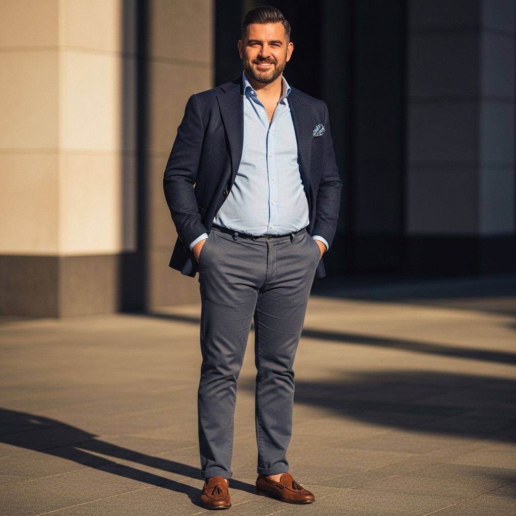 Tailored proportions and smart color choices bring comfort and confidence to your outfit.