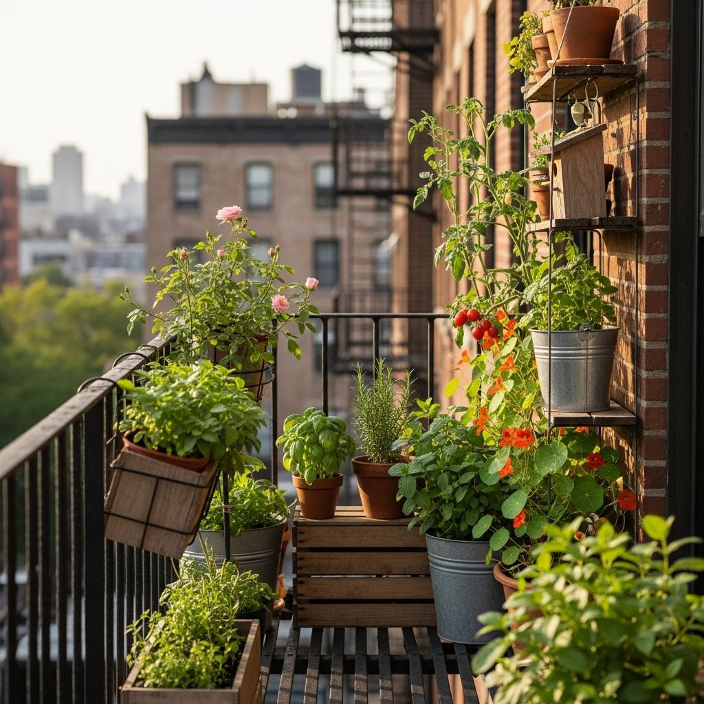 Turn unused metal stairs into a lush green retreat teeming with fresh produce.