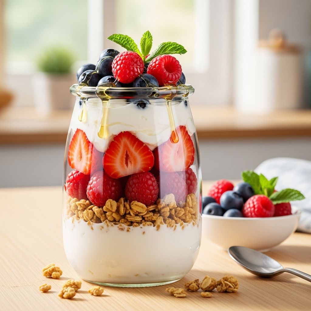 Transform simple ingredients into a stunning yogurt parfait—perfect for breakfast, snacks, or healthy dessert—using quick layering techniques.